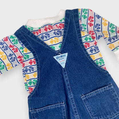 VINTAGE OSH OVERALLS + HEALTHTEX TRUCK TOP - 12M