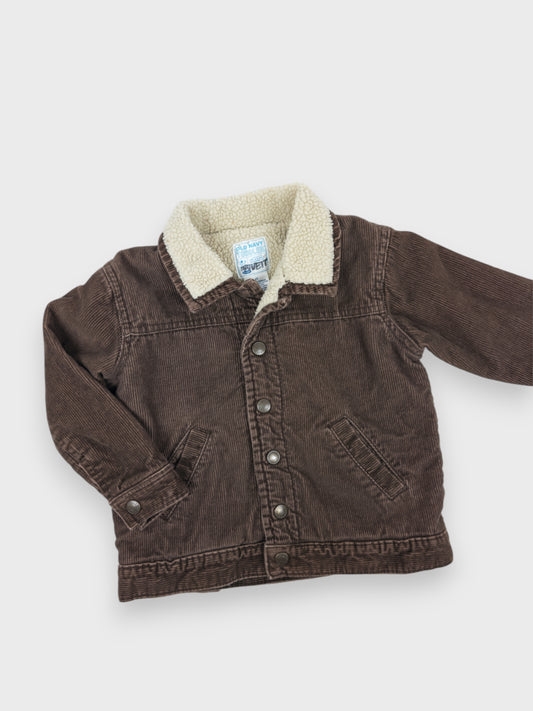 BROWN FLEECE CORDUROY COAT - 4T