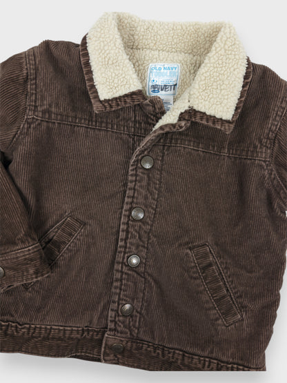 BROWN FLEECE CORDUROY COAT - 4T