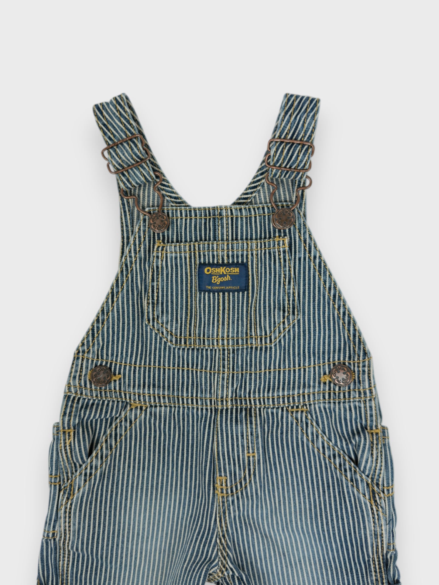 OSH KOSH RAILROAD STRIPE OVERALLS - 9M