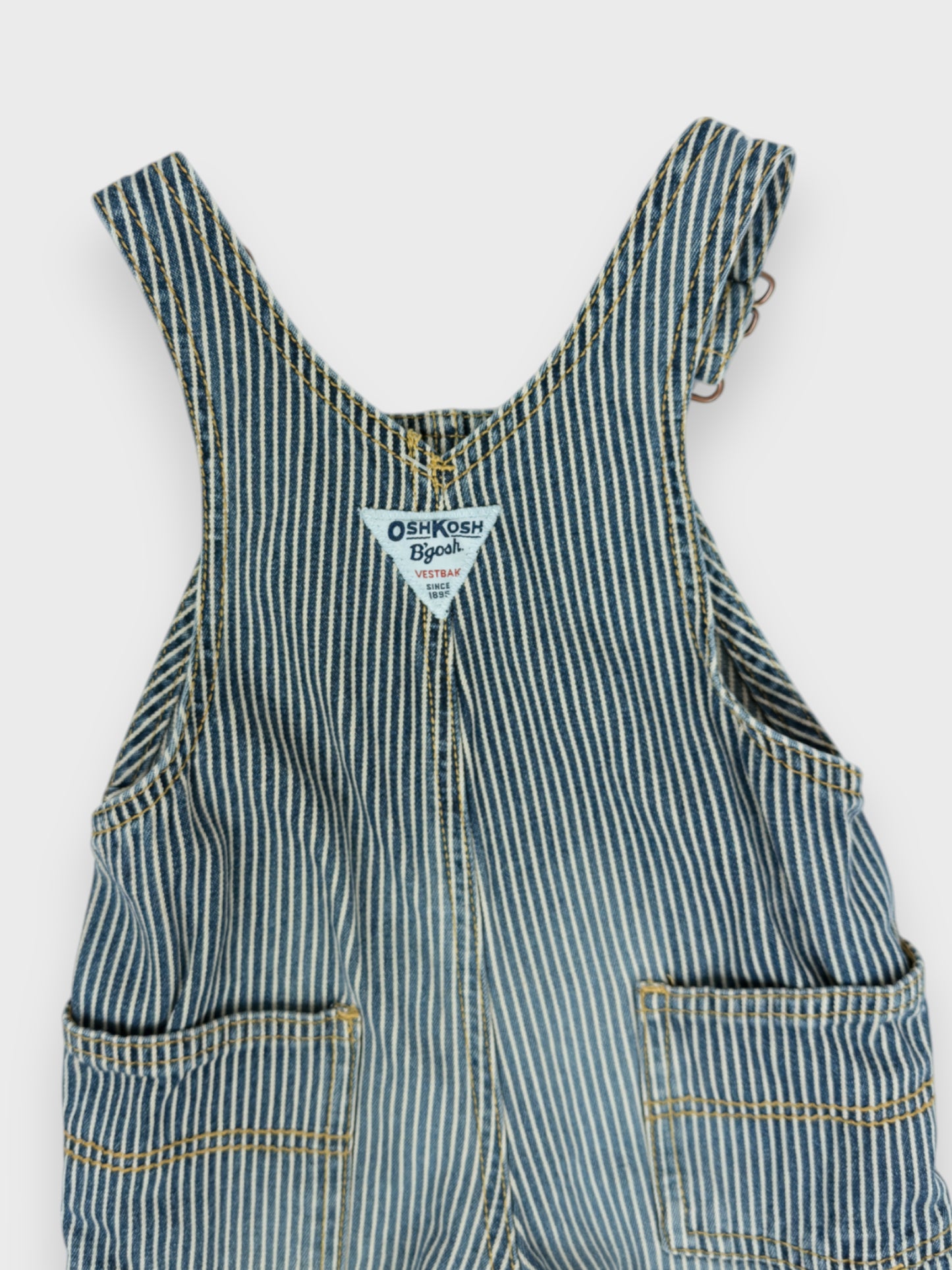 OSH KOSH RAILROAD STRIPE OVERALLS - 9M