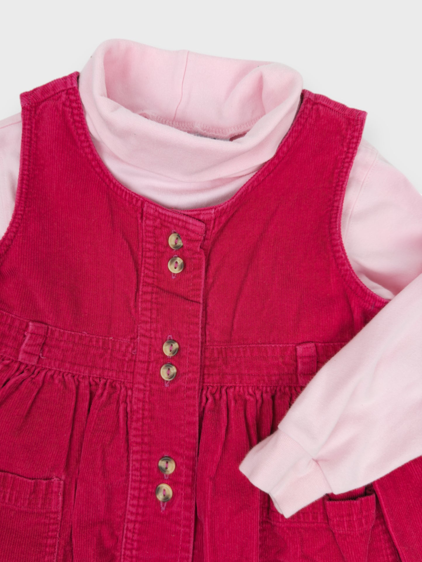 VINTAGE PINK CORDUROY DRESS + TOP SET - 4T