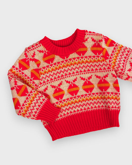 VINTAGE VIVID RED CREWNECK SWEATER - 12M